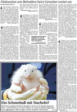 ZE. Diskussion um Belvedere heizt Gemueter weiter an; Neue ZZ, 12.9.2008.jpg