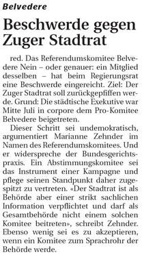 Z8. Beschwerde gegen Zuger Stadtrat; Neue ZZ, 4.8.2008.jpg